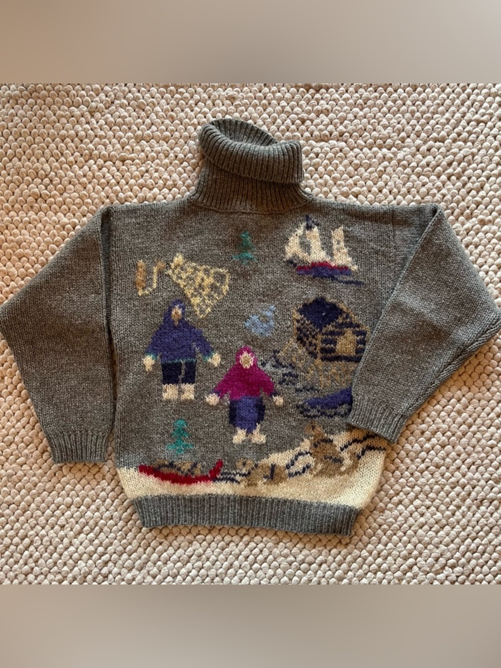 Vintage arctic winter scene sweater wool.